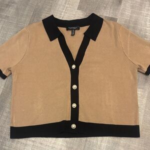 ellen tracy tipped polo sweater knit top